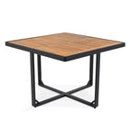 18-Pieces Acacia Wood Patio Dining Set, 8 Cushioned Chairs & 8 Ottomans & 2 Square Table