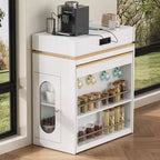 Whisen Extendable Dining Table, Mobile Rolling Island Table with 3 Removable Middle Leaves, Storage Cabinet