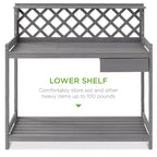 Best Choice Products Outdoor Wooden Garden Potting Bench, Workstation Table w/ Cabinet Drawer, Open Shelf