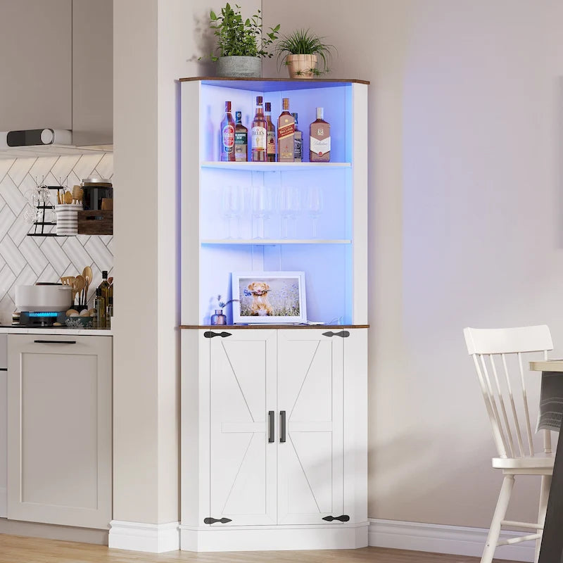 66 Tall Corner Cabinet With Led Light