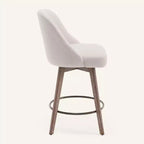 Bekrvio 26 Counter Height Swivel Bar Stools Set of 4 Backs and Wood Legs,Linen Fabric/PU Leather Upholstered Barstools for Kitchen Island