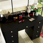 Luxurious LED Makeup Vanity with 9 Drawers Elegant Makeup Station