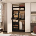 Closet Organizer with Wood Drawers, Freestanding Closet System with Hanging Rods
