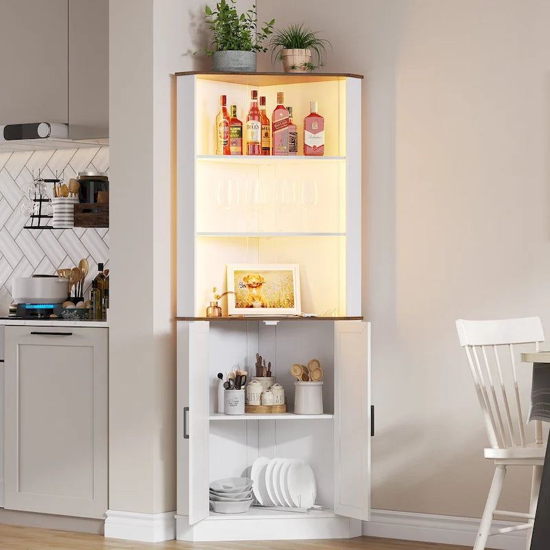 66 Tall Corner Cabinet With Led Light