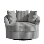 2 Set Oversized 43 W Plush Corduroy Swivel Barrel Chair with Pillows