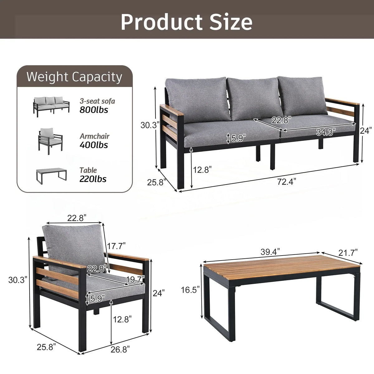 4-Piece Outdoor Furniture Sofa Set
