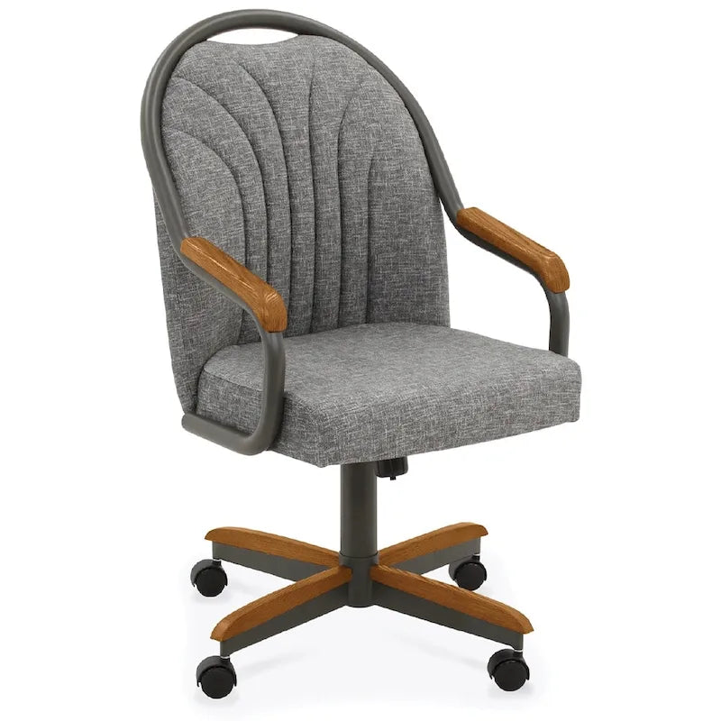 Chromcraft Douglas Caster Dining Chairs in Chestnut, Gray Finish (Set of 2)