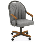Chromcraft Douglas Caster Dining Chairs in Chestnut, Gray Finish (Set of 2)