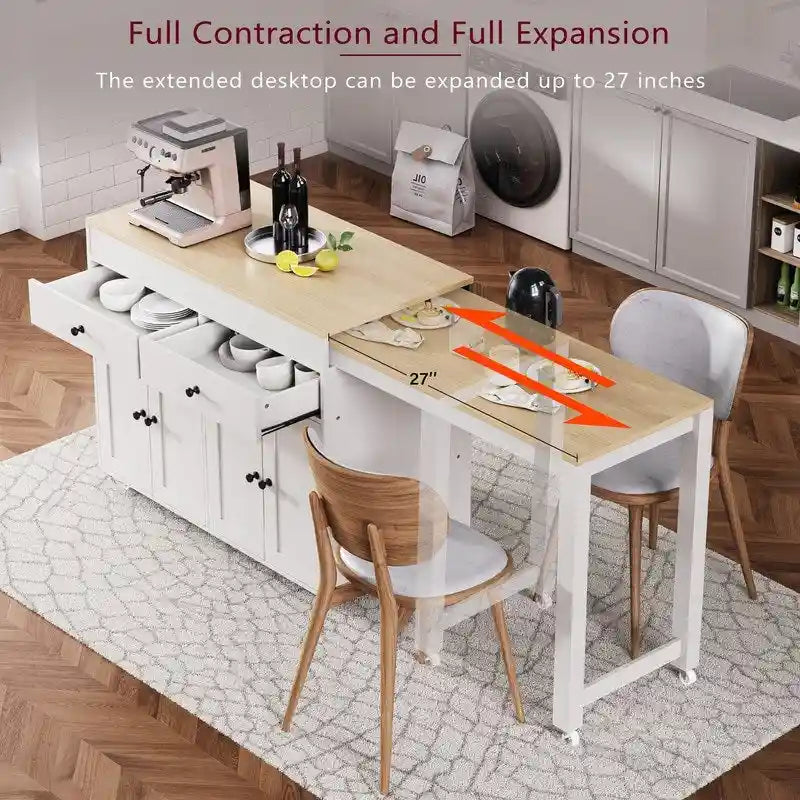 Abner Kitchen Island with Extendable Dining Table