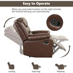 Breathable PU Leather Manual Recliner Chair with Overstuffed Arm and Back