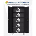 Garage Storage Cabinet with Wheels & Pegboard, 72 H Locking Metal Storage Cabinet with 2 Doors & 4 Adjustable Shelves for Garage Workshop