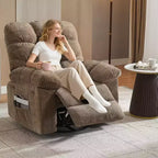 Massage Recliner Chair with Heat - 360 Swivel Rocker, Oversized Single Sofa w/ Vibration, USB & Storage Pockets for Living Room/Bedroom