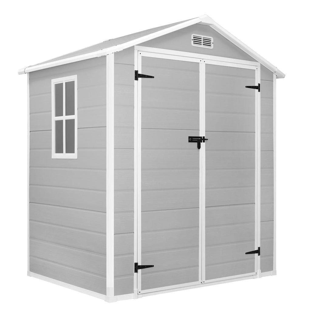 6 ft x 4 ft/6 ft x 8 ft/8 ft x 6 ft/8 ft x 10 ft All-Weather Resin Outdoor Plastic Storage Shed w/Floor, Spire Tool Shed
