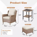 GDFStudio Halston Outdoor Wicker Chat Set with Cushions and Side Table