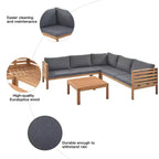 Polibi Acacia Corner Outdoor Sofa Set with Matching Coffee Table