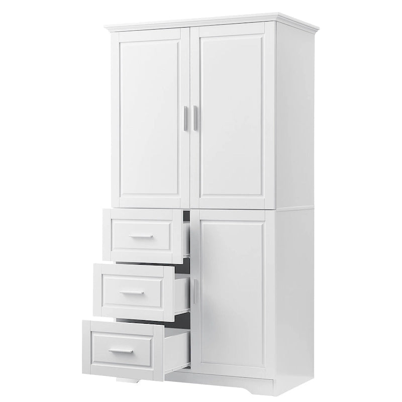 Tall and Wide Storage Cabinet with Doors for Bathroom/Office
