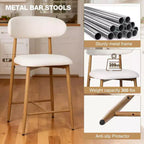 Counter Height Bar Stool with Upholstered Seat & Metal Legs, 26.3 Modern Kitchen Island Chair