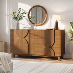 6-Drawer Modern Geometric Dresser, Half-Circle Accent Wide Storage Chest for Bedroom & Living Room