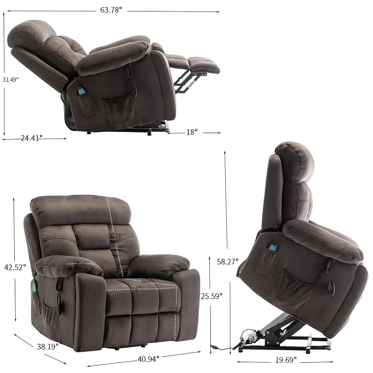 Electric Lift Chair Recliner with Massage Heating