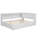 Full Daybed with Shelves, USB Charging, LED Lights & Twin Trundle