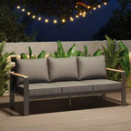 Aluminum Patio Furniture Set, Outdoor Sectional Sofa with 5 Thick Cushions, 4 Armrests & Coffee Table for Garden, Deck, Backyard