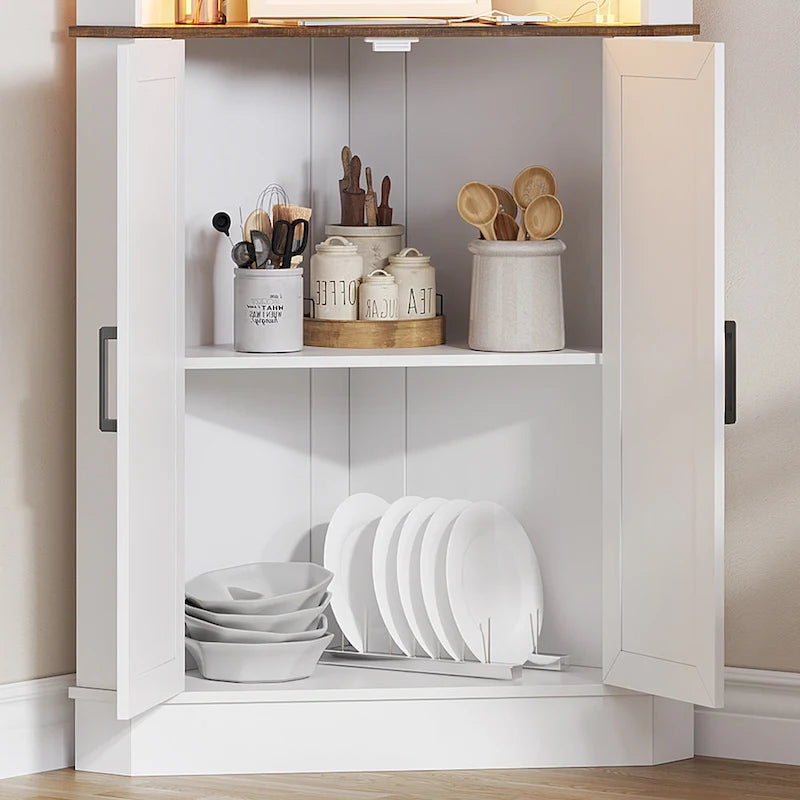 66 Tall Corner Cabinet With Led Light