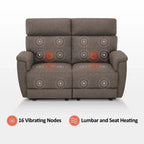 MCombo 60.2 Power Loveseat Recliner Sofa with Massage and Dual Heating, Adjustable Headrest, USB & Type C Port, Fabric