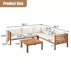 Polibi Acacia Corner Outdoor Sofa Set with Matching Coffee Table