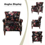 Araceli Traditional Wooden Upholstered Floral Armchair with Wingback and Nailhead Trim| ART OF LIVING DESIGNS
