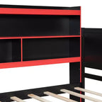 Gamer Hub Daybed with Desk, RGB Lights, Charging Station, Storage Drawers & Bookcase Headboard