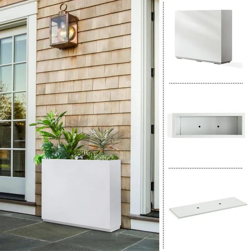 Metallic Heavy Planter for Outdoor Plants, 38Lx10Wx30H Inches Tall and Long Metal Divider Planter Box - 38x30x10