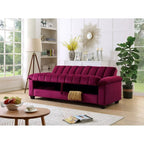 Fabric Upholstered Channel Back Living Room Convertible Sofabed
