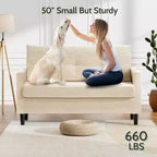 Dyonery 50 Loveseat Sofa, 2-Seater Love Seat for Office & Small Spaces, 24 Deep Seat, FSC Solid Wood Frame, Tool-Free Assembly