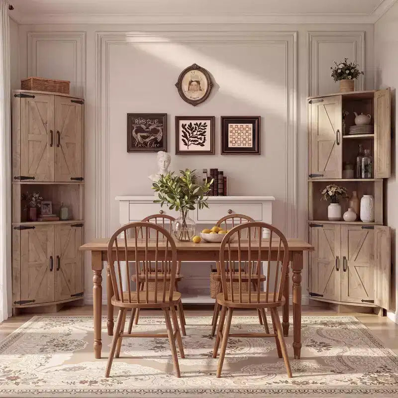 COZONY 65 Farmhouse Corner Cabinet with Doors and Adjustable Shelves, Tall Corner Pantry Storage Cabinet for Kitchen Living Room