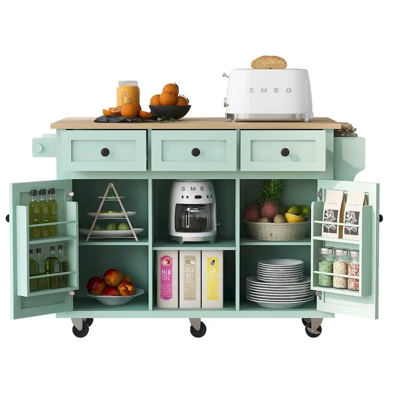 Portable Rolling Kitchen Island Cart with Storage