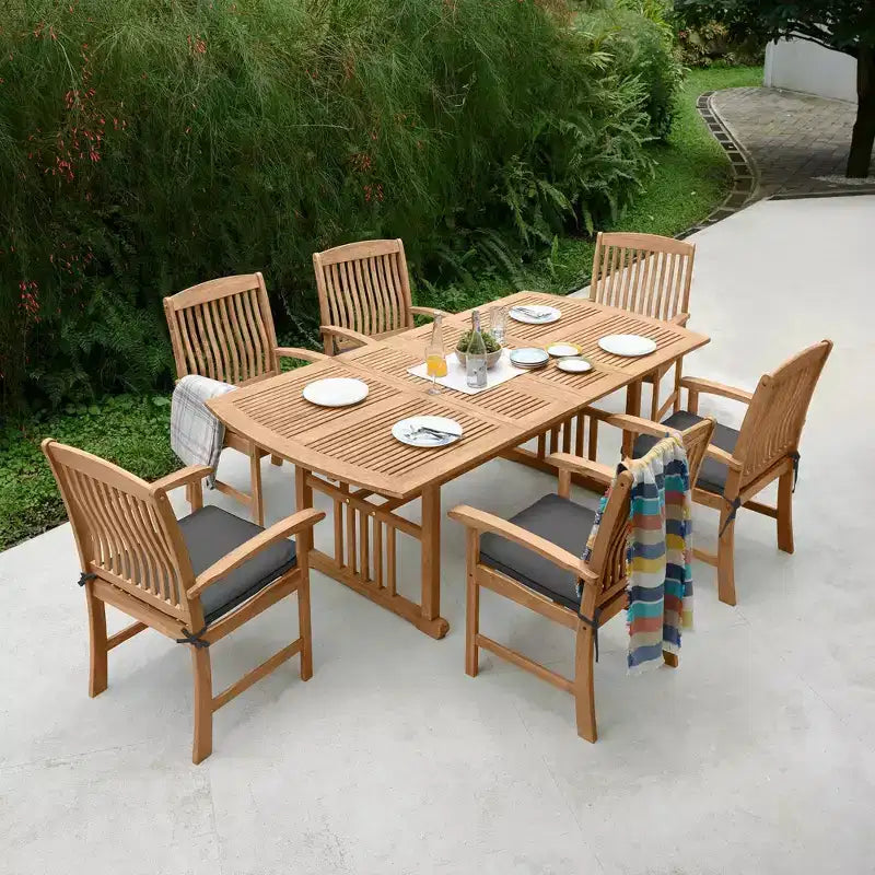 Sonoma Lane Merkel 7pc Teak Outdoor Dining Set with Cushions