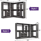 Besiost Set of 3 Corner Closet System with Tower Shelves and Drawers, Freestanding Closet Organizer with Hanging Rods