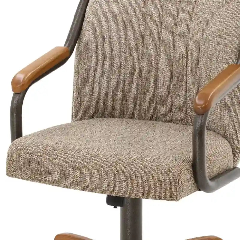 Chromcraft Douglas Caster Dining Chairs in Chestnut, Gray Finish (Set of 2)