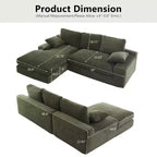 Clihome Corduroy Compressed Sofa - Soft Skin-Friendly with 3 Back Cushions & 2 Throw Pillows
