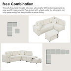 L-Shaped 4-Seat Sectional Sofa with Pull-Out Bed, Ottoman, USB Ports & Drop-Down Table