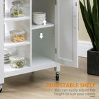 HOMCOM Compact Kitchen Island Cart on Wheels, Rolling Utility Trolley Cart with Storage Shelf & Drawer for Dining Room