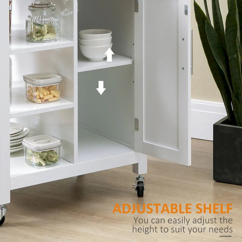 HOMCOM Compact Kitchen Island Cart on Wheels, Rolling Utility Trolley Cart with Storage Shelf & Drawer for Dining Room
