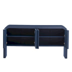 Arched Storage Cabinet Sideboard with 4 Stripes Doors and Adjustable Shelves, Modern Entryway Cabinets with Pine Leg