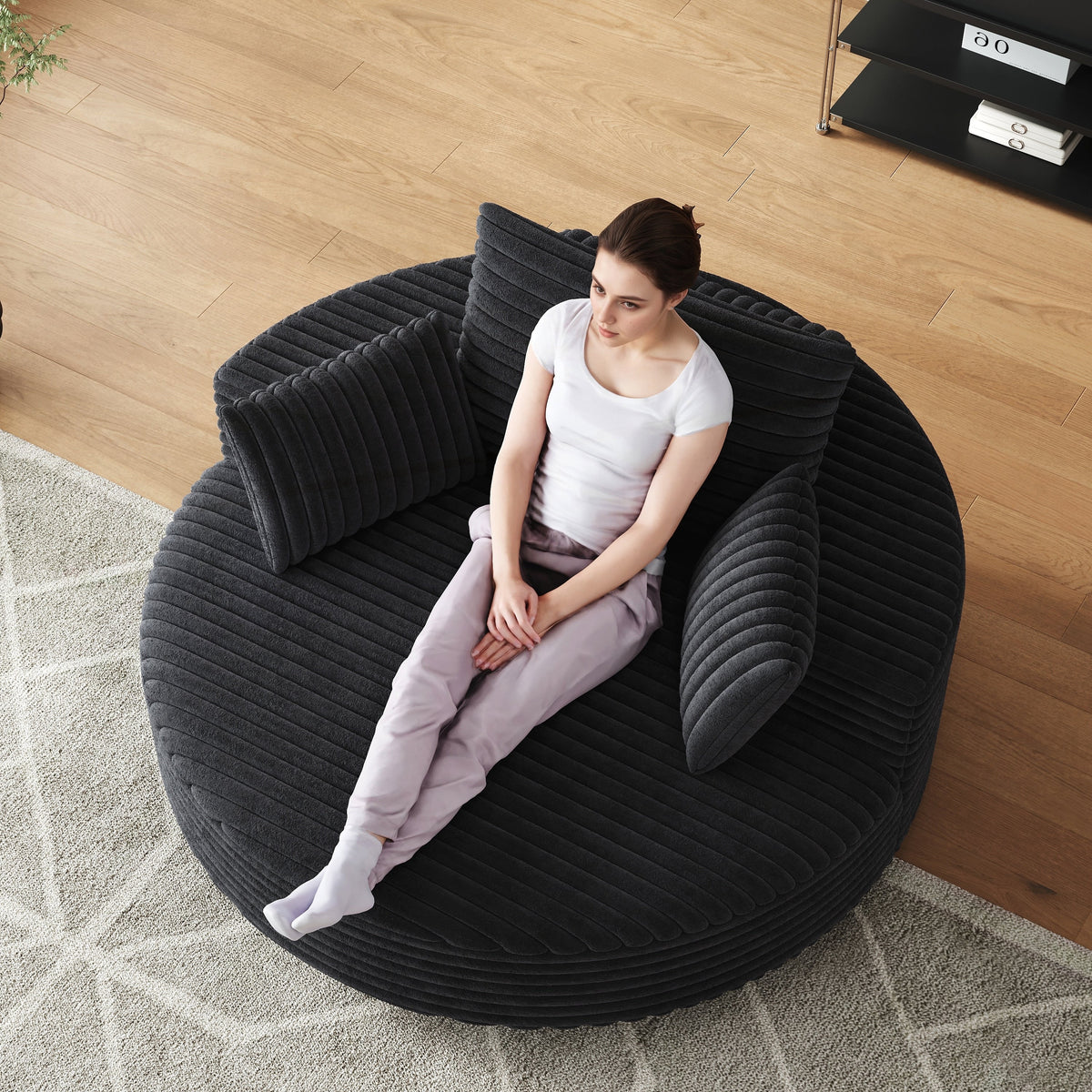 Corduroy Chenille Foam Single Swivel Chair