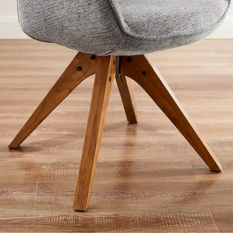 Modern Home Office Swivel Arm Accent Chair with Wood Legs