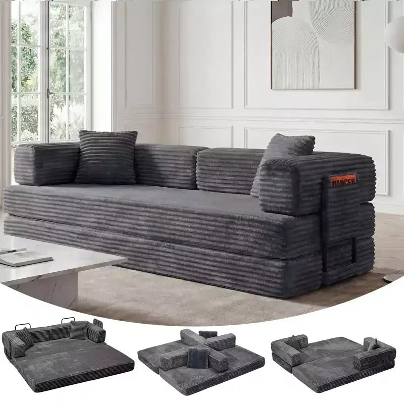 80.7 5-in-1 Convertible Sleeper Sofa Bed aï¿?Corduroy, 1200 lbs, No Assembly