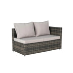 6-Piece Wicker Sectional Sofa Set with Corner & Glass Table