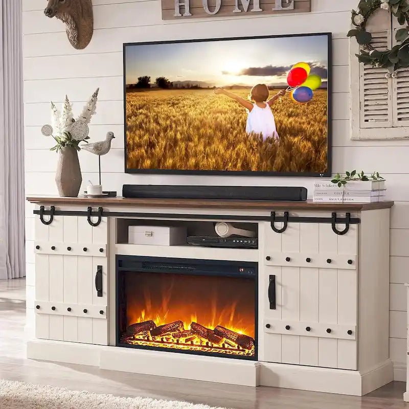Farmhouse Fireplace TV Stand, Entertainment Center, Media Console