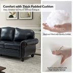 Balvino 81 Wide Transitional Genuine Leather Rolled Arm Sofa with Nailhead Trim and Removable Cushions