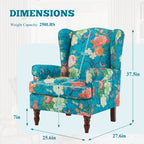 Erommy Modern Accent Chair, High Back Armchair, Upholstered Fabric Button Single Sofa with Wooden Legs for Living Room